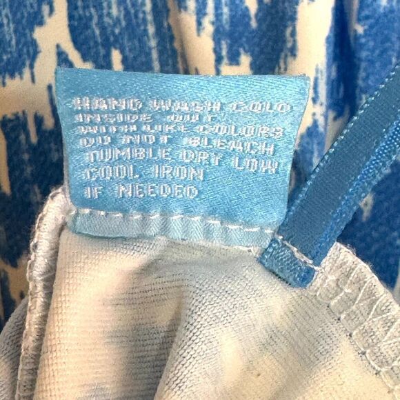 J McLaughlin Dress Size Medium Blue White Catalina Cloth - Picture 7 of 7